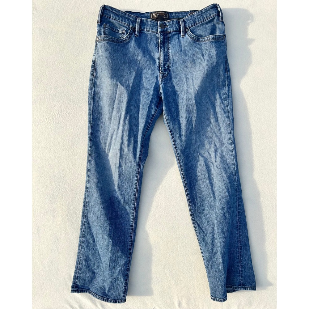 34 Heritage Charisma Mens 38x32 Blue Straight Leg Jeans Mid Rise Stretch Denim